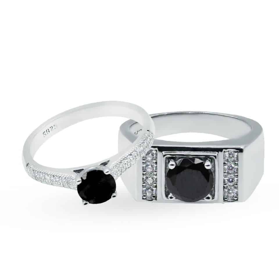 ABEER FORD BLACK Engagement Couple Ring - Yasmin Jewelry KL Malaysia