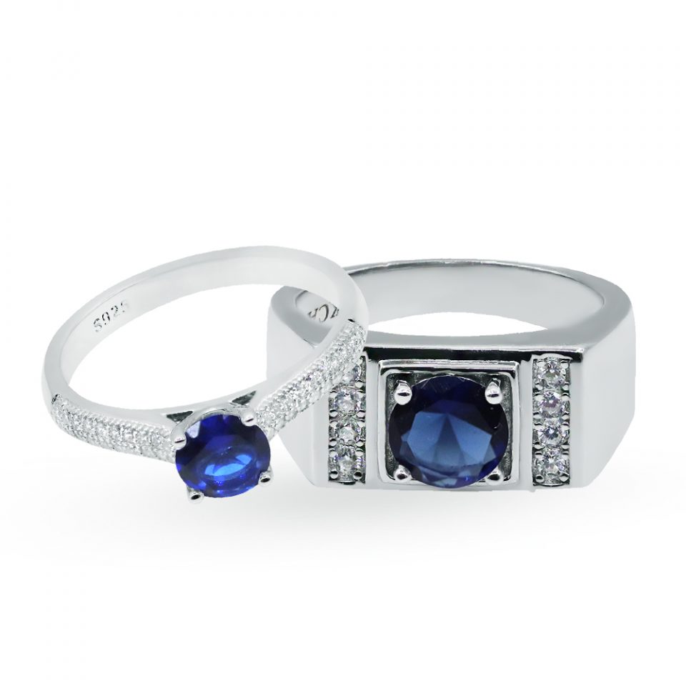 ABEER FORD BLUE Engagement Couple Ring - Yasmin Jewelry KL Malaysia