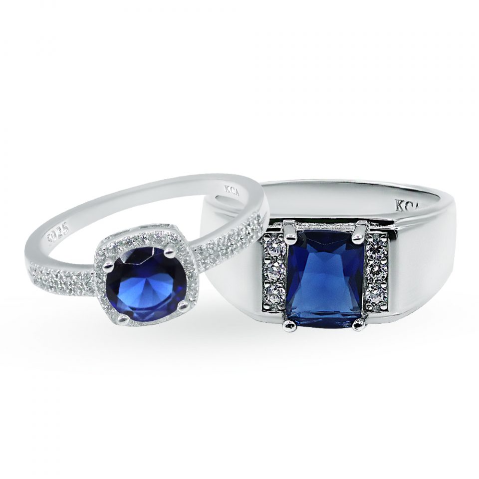 AMARA PRINCE BLUE Engagement Couple Ring - Yasmin Jewelry KL Malaysia