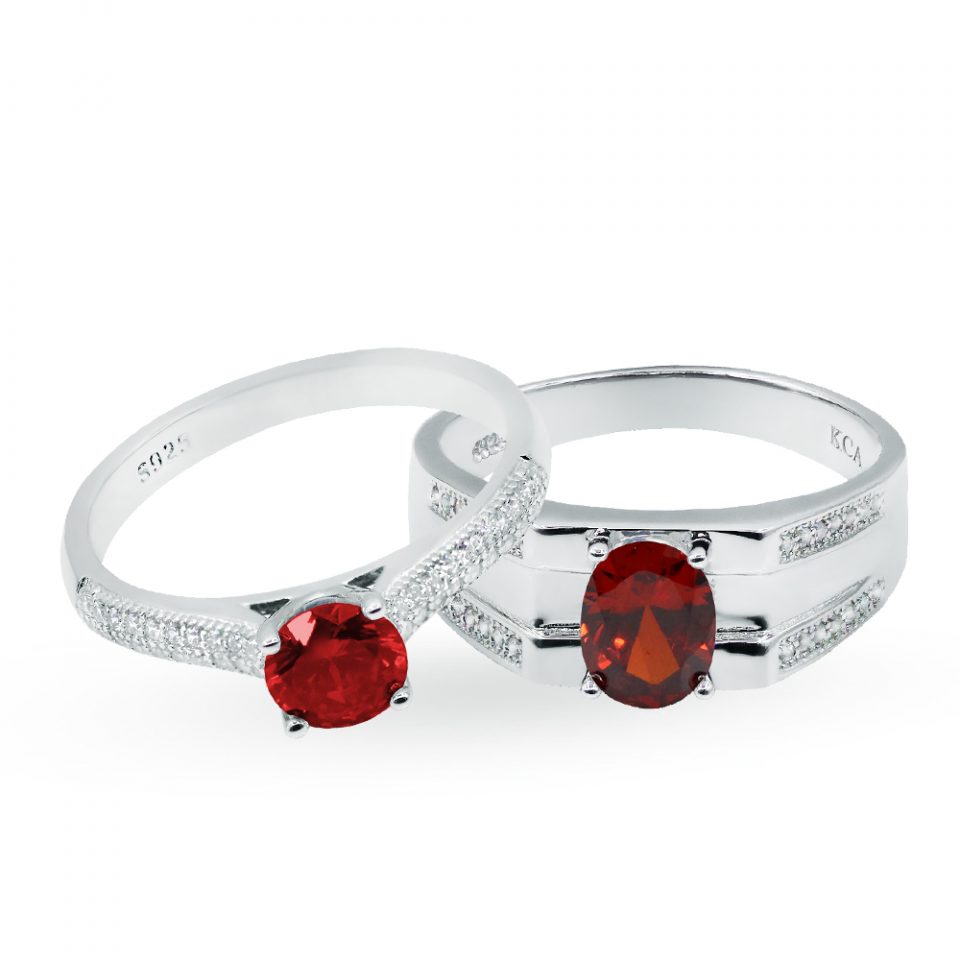 RUSSIAN ABEER RED Couple Ring - Yasmin Jewelry KL Malaysia