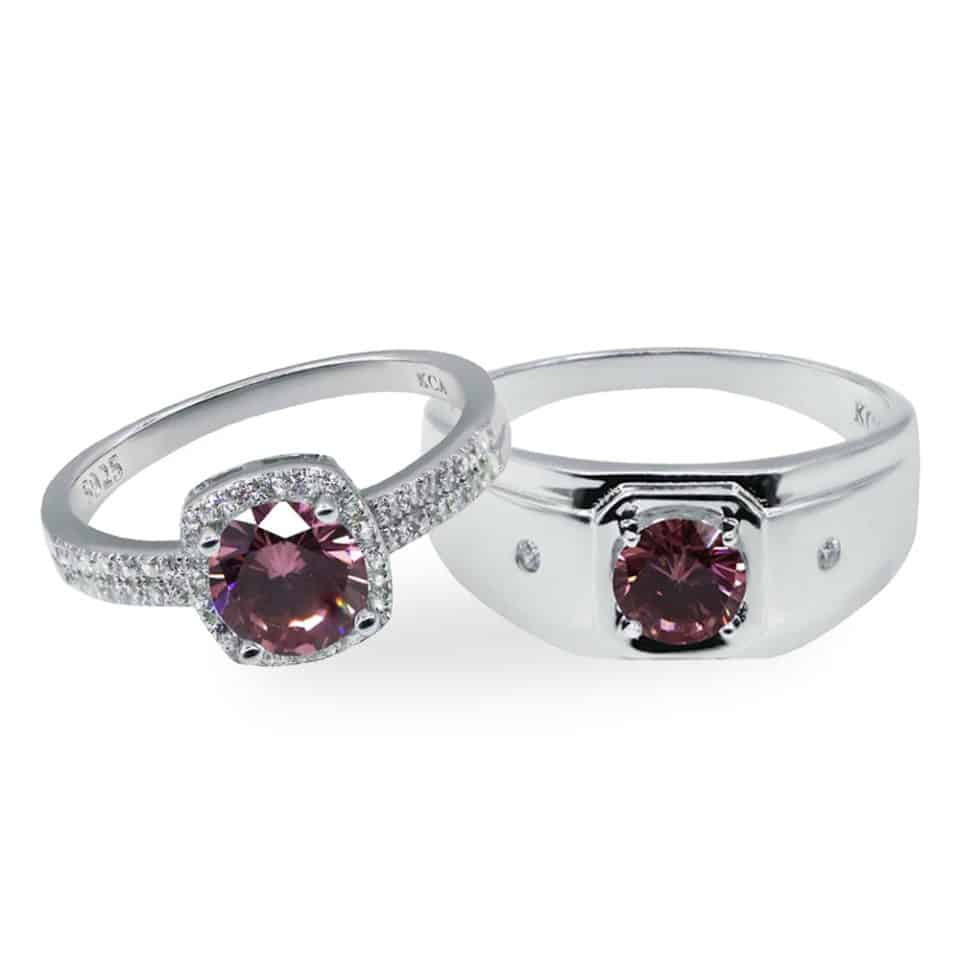amara louis rhodolite Engagement Couple Ring - Yasmin Jewelry KL Malaysia